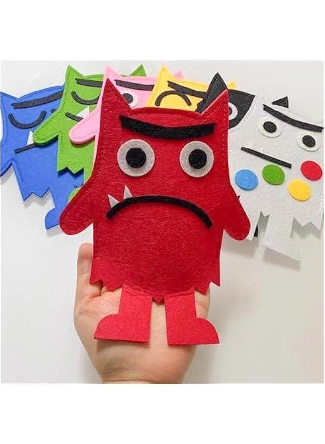 Color Monster Hand Puppets Set, My Emotional Little Cartoon Doll, Blue/Red Puppets, Set - Image 5
